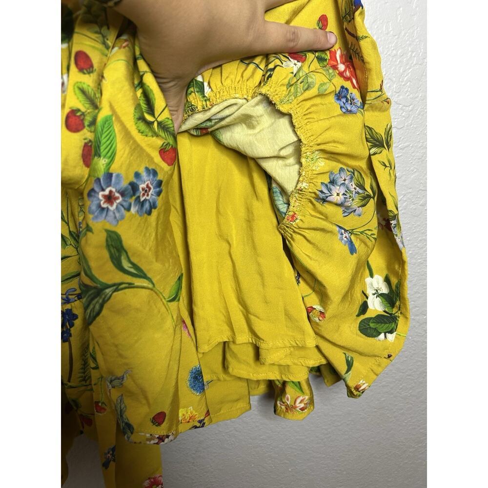 Anthropologie Yellow Floral Ruffle Mini Dress - Picture 8 of 11